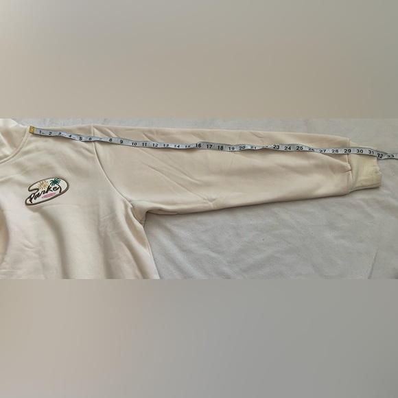 PARKE Bayside Miami Hoodie L/XL Cream Coastal Raw Hem Sweatshirt - Picture 9 of 11